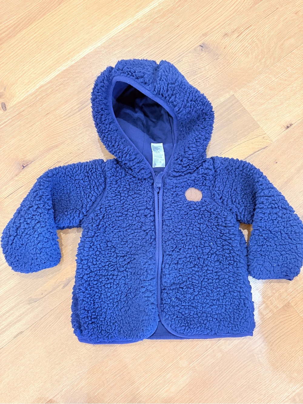 Navy Blue Sherpa Hooded Baby Jacket